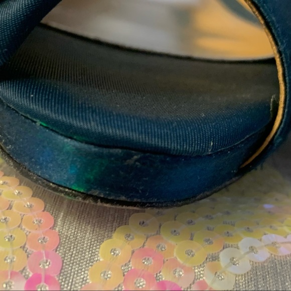 Badgley Mischka Frank Peep Toe Pump in Teal Satin with Rosette Size 9.5M - Picture 10 of 15